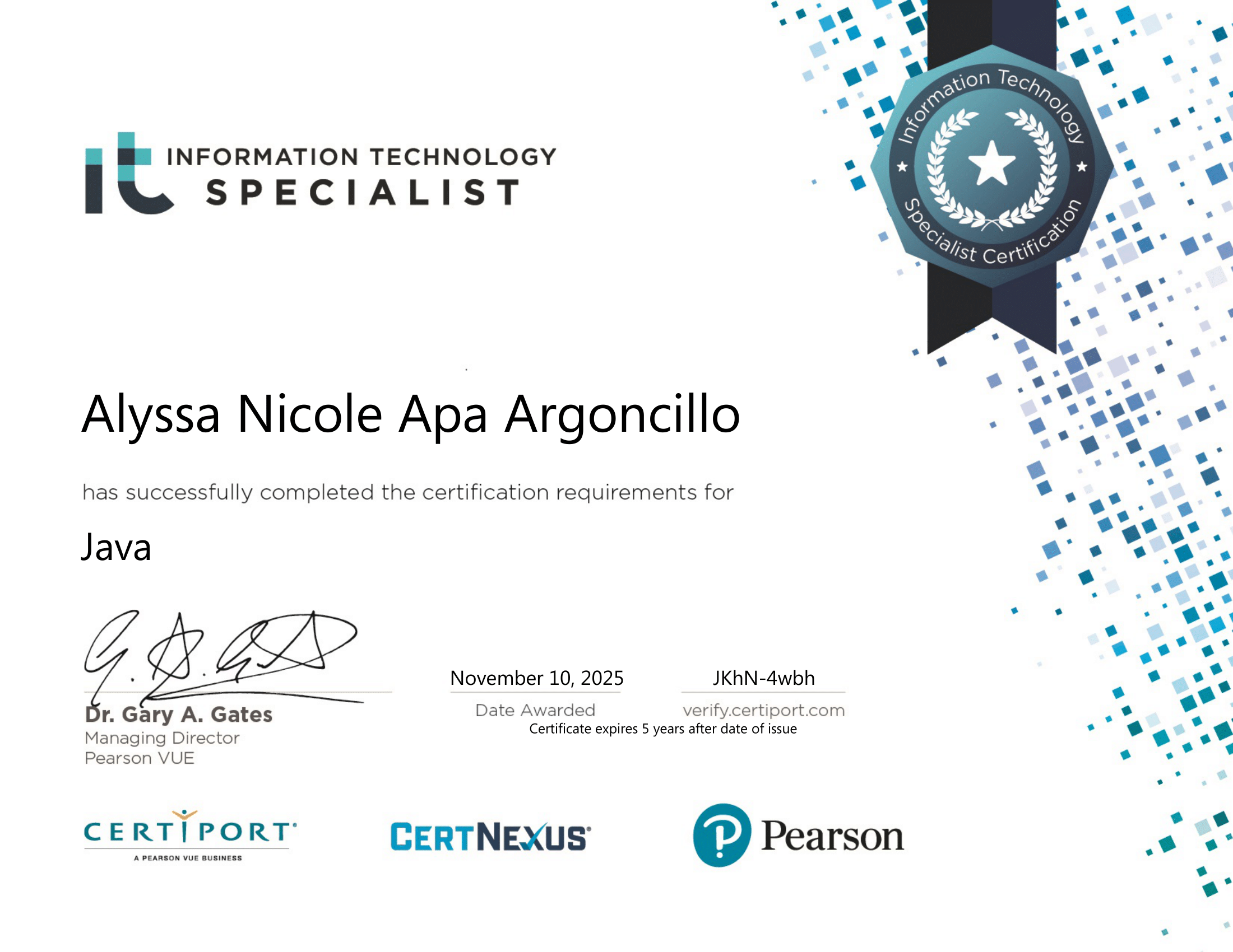 Java IT Specialist Certificate